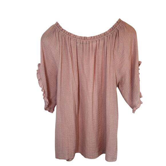 EMILIO PEPE Italy Dusty Rose Pink On or Off Shoulder Blouse Top Sz L - Picture 8 of 11